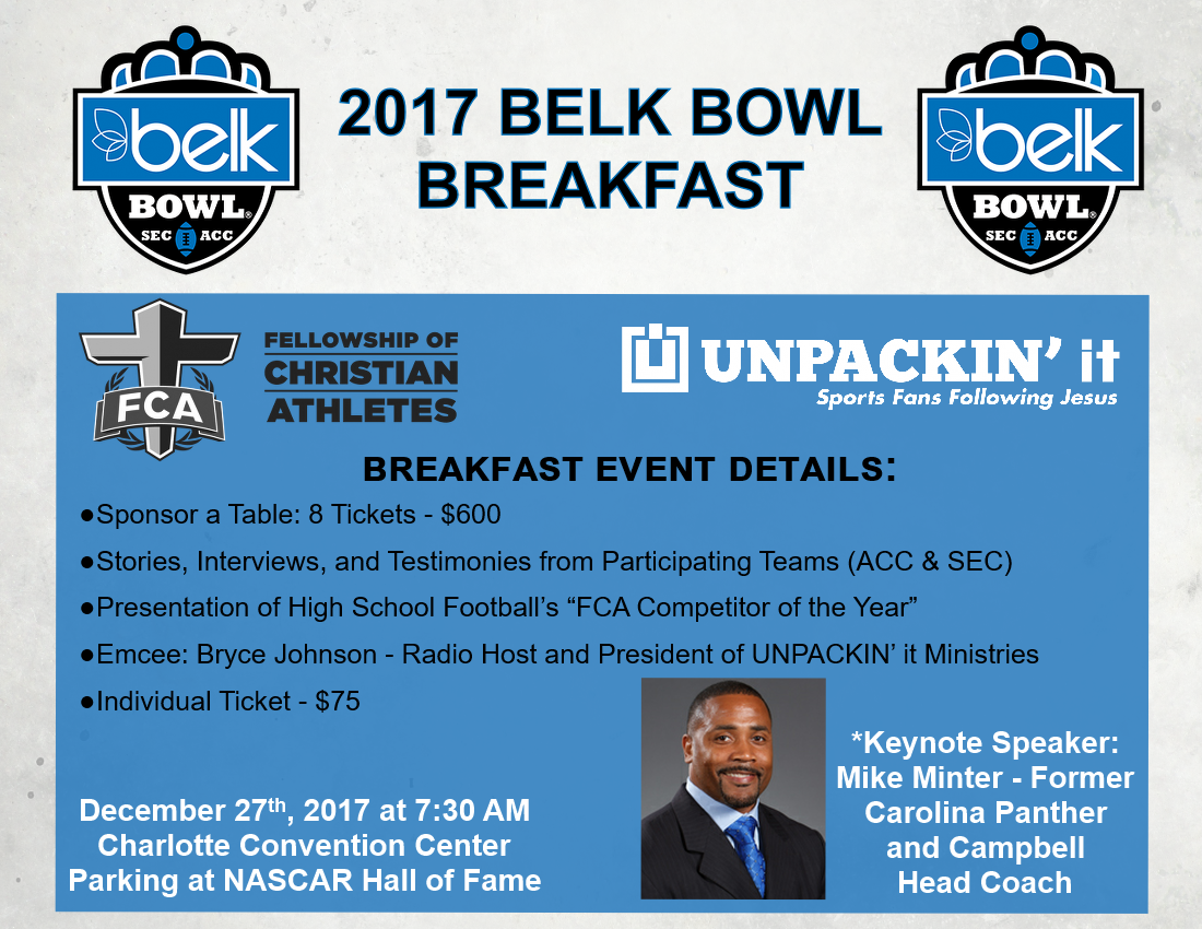 Belk Bowl Breakfast UNPACKIN' it Ministries